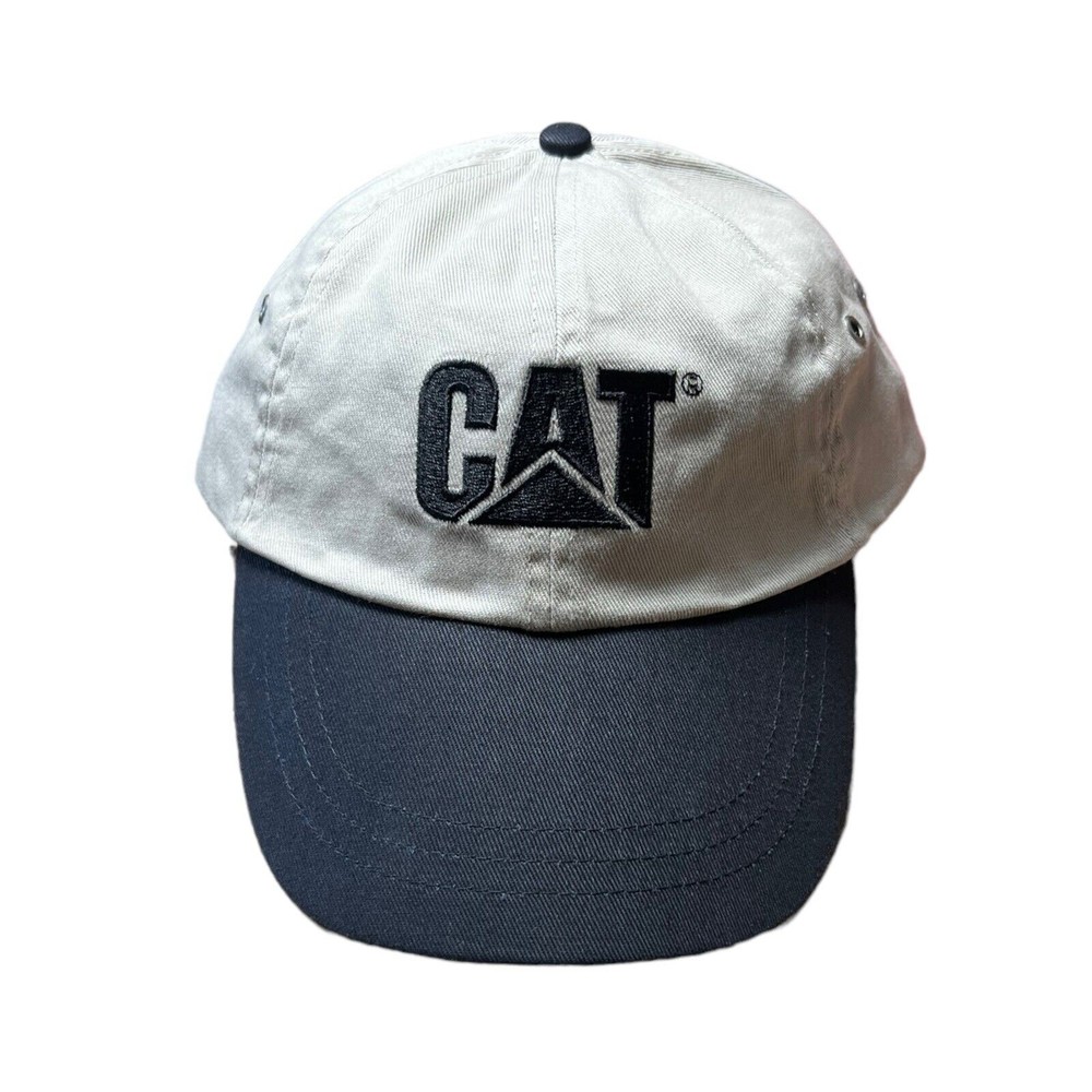 Caterpillar CAT Equipment Tan Canvas Embroidered Adjustable Cap Hat One Size